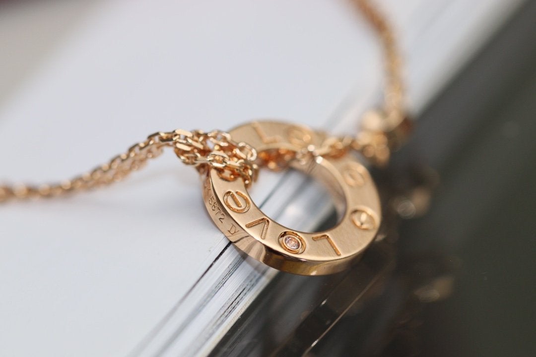 [RAFFINE]LOVE NECKLACE ADJUSTABLE ROSE GOLD 2 DIAMOND