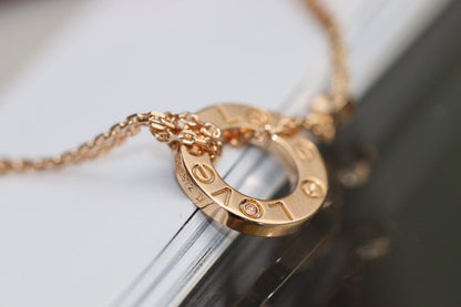 [RAFFINE]LOVE NECKLACE ADJUSTABLE ROSE GOLD 2 DIAMOND