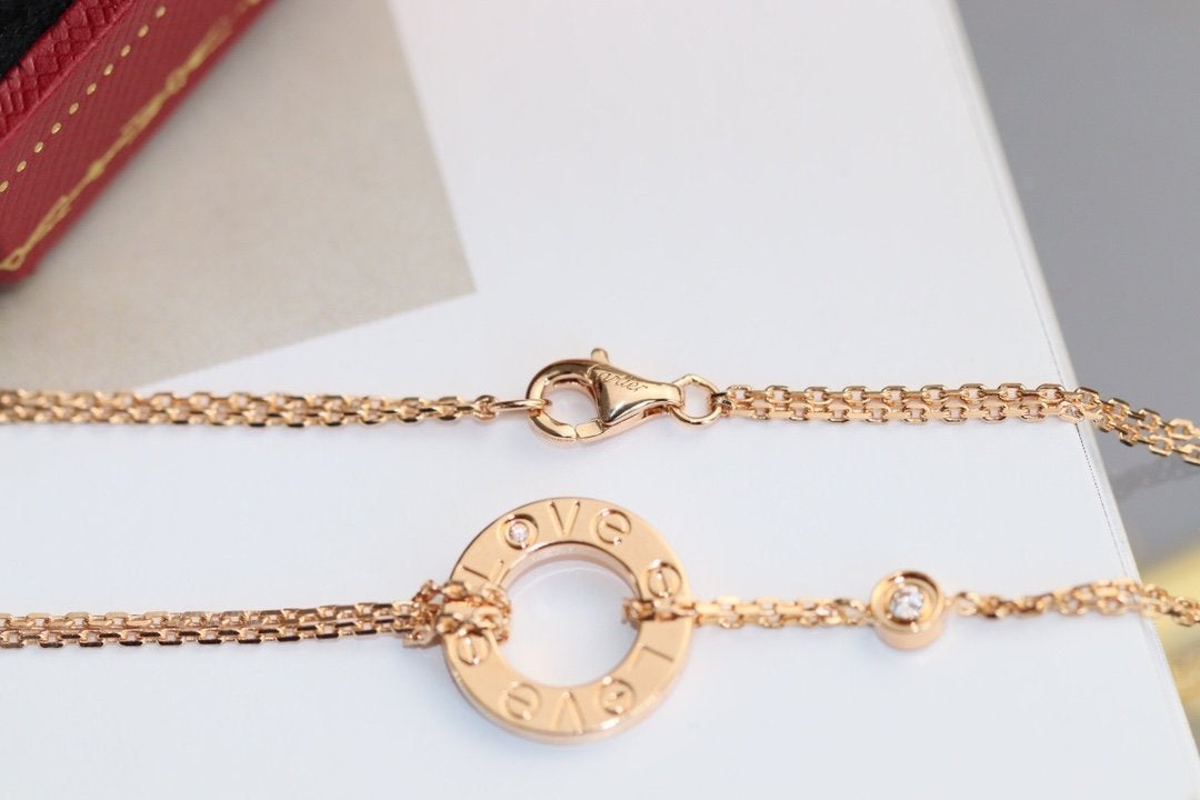 [RAFFINE]LOVE NECKLACE ADJUSTABLE ROSE GOLD 2 DIAMOND