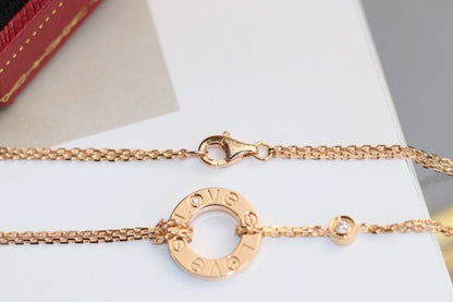 [RAFFINE]LOVE NECKLACE ADJUSTABLE ROSE GOLD 2 DIAMOND