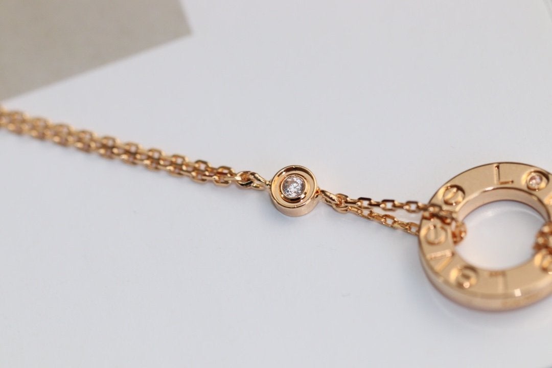 [RAFFINE]LOVE NECKLACE ADJUSTABLE ROSE GOLD 2 DIAMOND