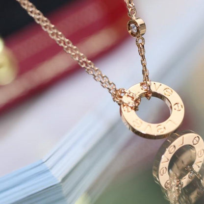[RAFFINE]LOVE NECKLACE ADJUSTABLE ROSE GOLD 2 DIAMOND