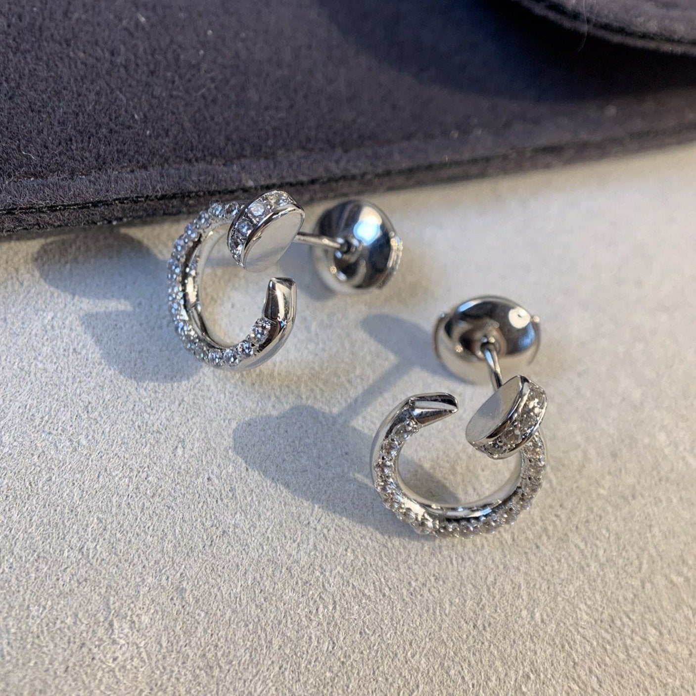 [RAFFINE]PENDIENTES JUSTE PLATA DIAMANTES