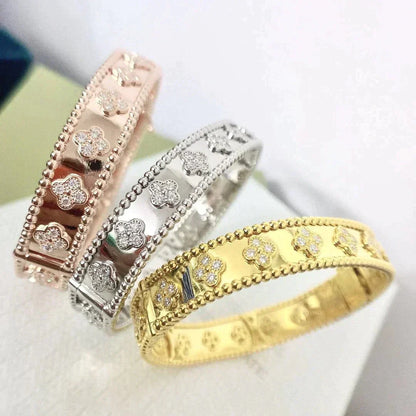 [RAFFINE]PULSERA DE TRÉBOL DE 8 MM CON DIAMANTES