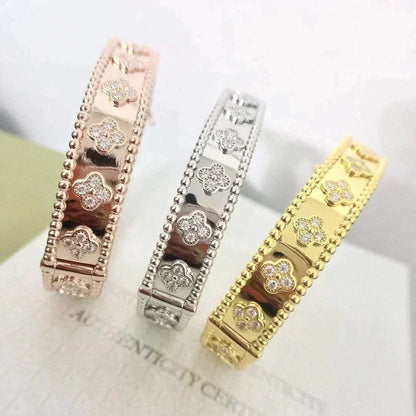 [RAFFINE]PULSERA DE TRÉBOL DE 8 MM CON DIAMANTES