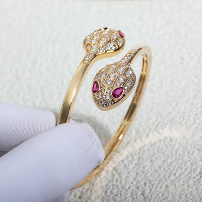 [RAFFINE] PULSERA SERPENTI ORO ROSA DIAMANTE DOBLE SERPIENTE