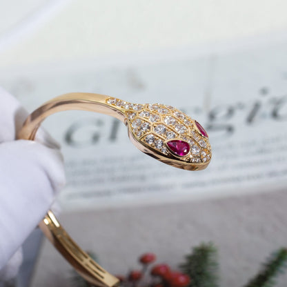 [RAFFINE] PULSERA SERPENTI ORO ROSA DIAMANTE DOBLE SERPIENTE