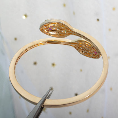 [RAFFINE] PULSERA SERPENTI ORO ROSA DIAMANTE DOBLE SERPIENTE