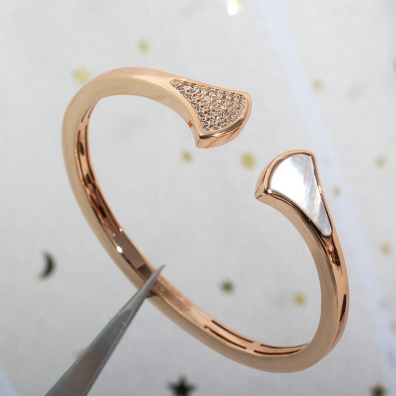 [RAFFINE] PULSERA DREAM ABIERTA ORO ROSA CON DIAMANTE