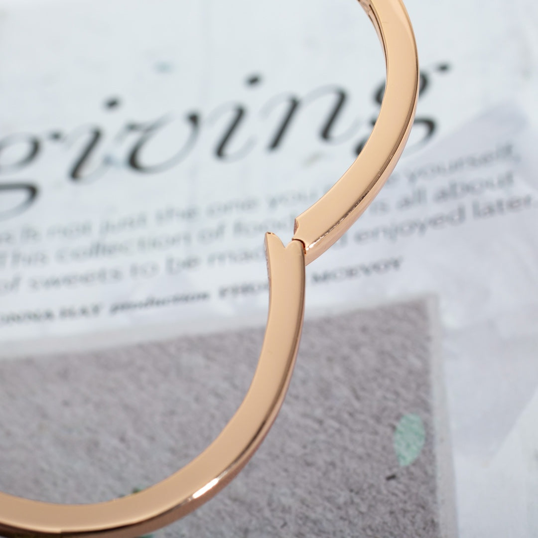 [RAFFINE] PULSERA DREAM ABIERTA ORO ROSA CON DIAMANTE