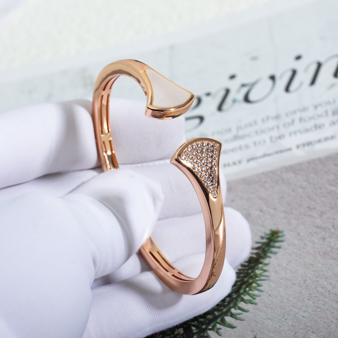 [RAFFINE] PULSERA DREAM ABIERTA ORO ROSA CON DIAMANTE