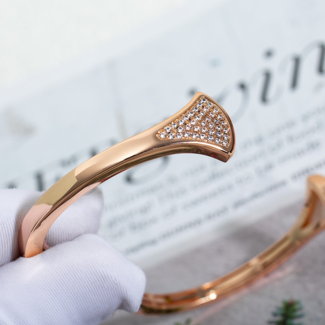 [RAFFINE] PULSERA DREAM ABIERTA ORO ROSA CON DIAMANTE