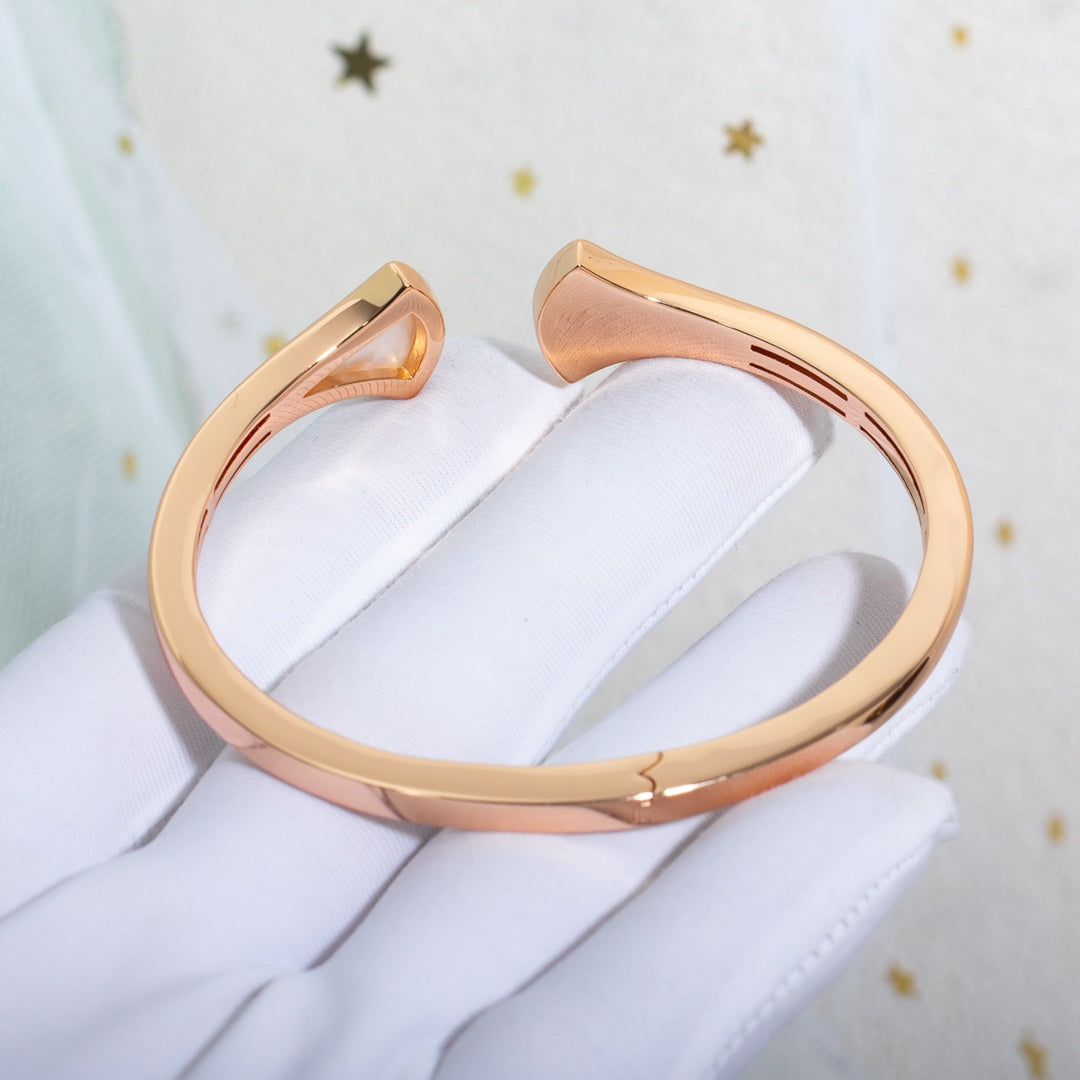 [RAFFINE] PULSERA DREAM ABIERTA ORO ROSA CON DIAMANTE