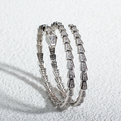 [RAFFINE]PULSE SERPENTI PLATA DIAMANTES DOBLE HILERA