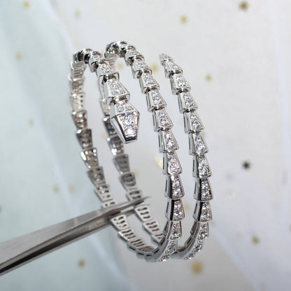 [RAFFINE]PULSE SERPENTI PLATA DIAMANTES DOBLE HILERA