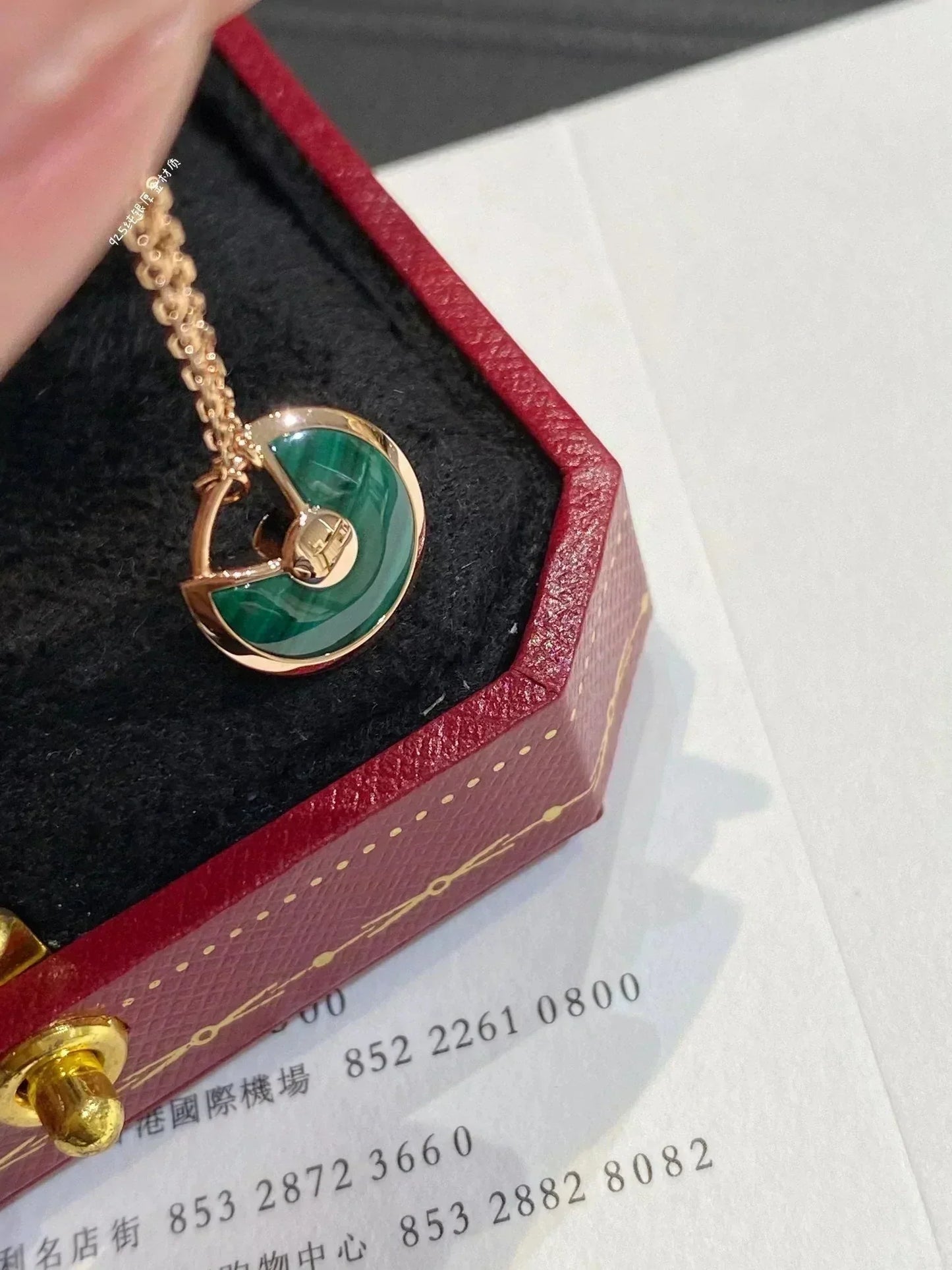 [RAFFINE]AMULETTE ROSE GOLD MALACHITE NECKLACE