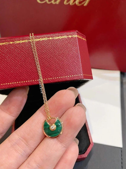 [RAFFINE]AMULETTE ROSE GOLD MALACHITE NECKLACE