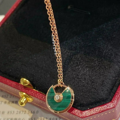 [RAFFINE]AMULETTE ROSE GOLD MALACHITE NECKLACE