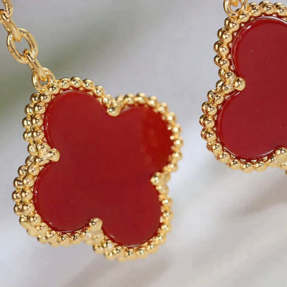 [RAFFINE]CLOVER  2 MOTIF  TIGER EYE CARNELIAN EARRINGS