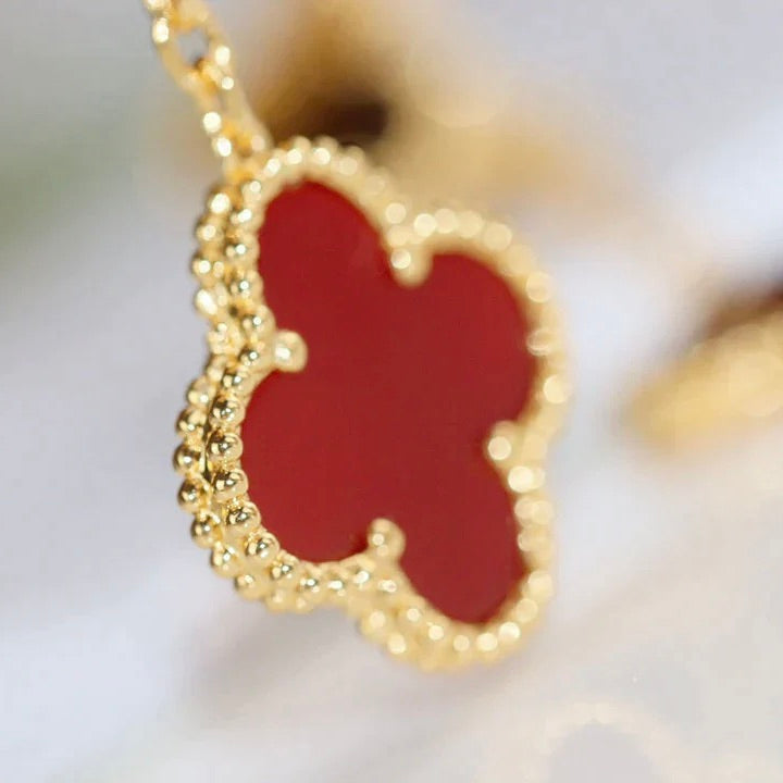 [RAFFINE]CLOVER  2 MOTIF  TIGER EYE CARNELIAN EARRINGS