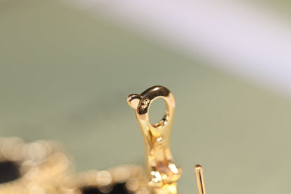 [RAFFINE]CLOVER EARRINGS GOLD ONYX MOP 3 MOTIF