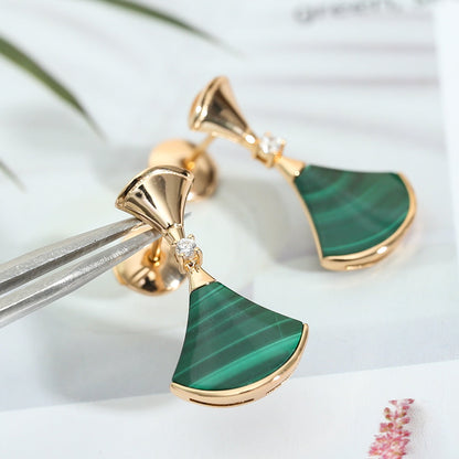 [RAFFINE] PENDIENTES DREAM DE MALAQUITA EN ORO ROSA