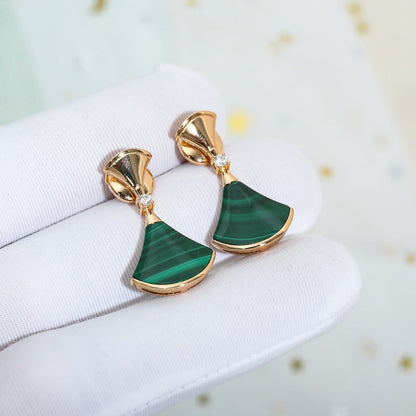[RAFFINE] PENDIENTES DREAM DE MALAQUITA EN ORO ROSA
