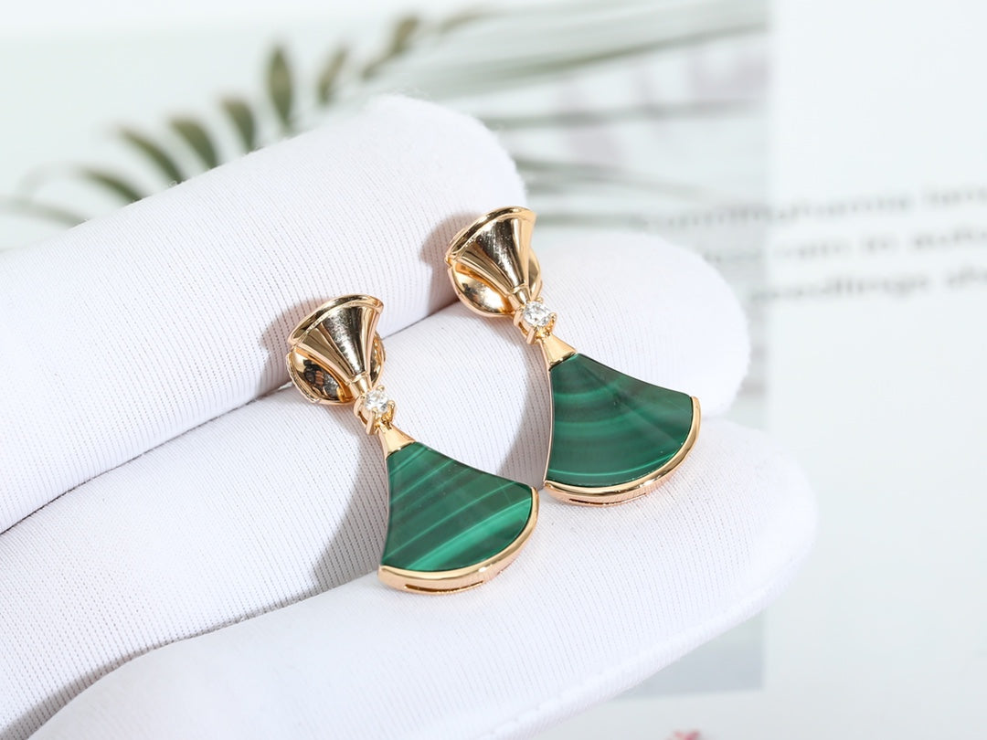 [RAFFINE] PENDIENTES DREAM DE MALAQUITA EN ORO ROSA