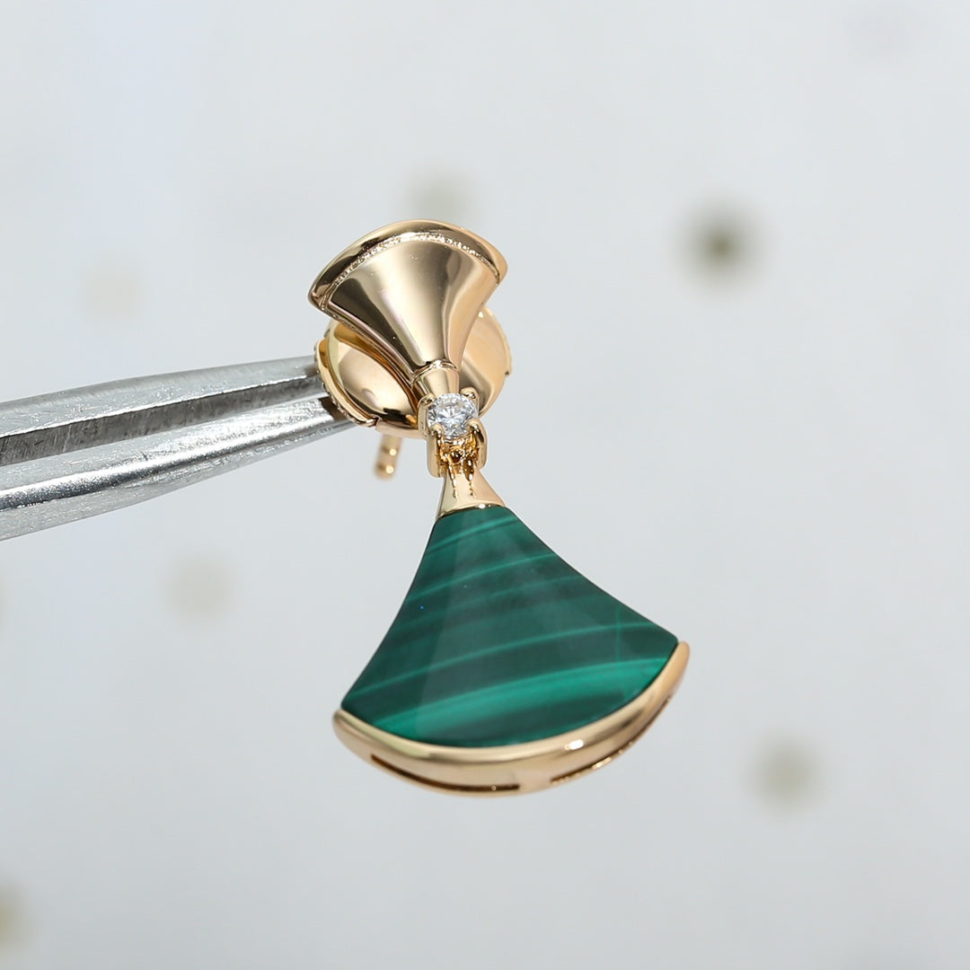 [RAFFINE] PENDIENTES DREAM DE MALAQUITA EN ORO ROSA