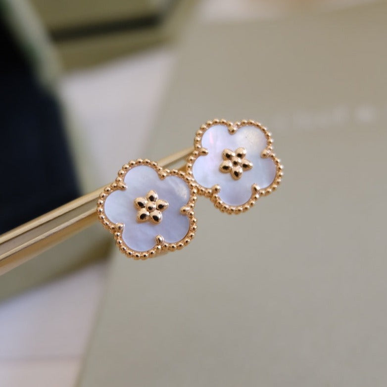 [RAFFINE]LUCKY PINK GOLD WHITE MOP EARRINGS