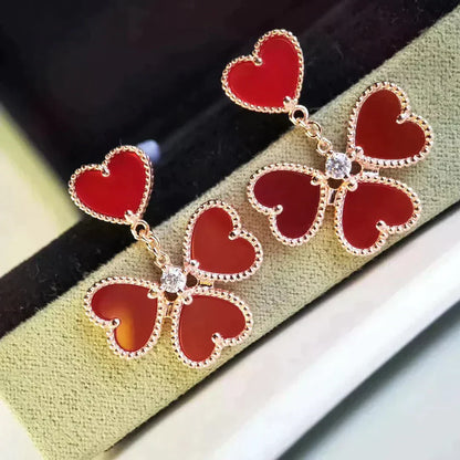 [RAFFINE]SWEET CLOVER CARNELIAN EARRINGS