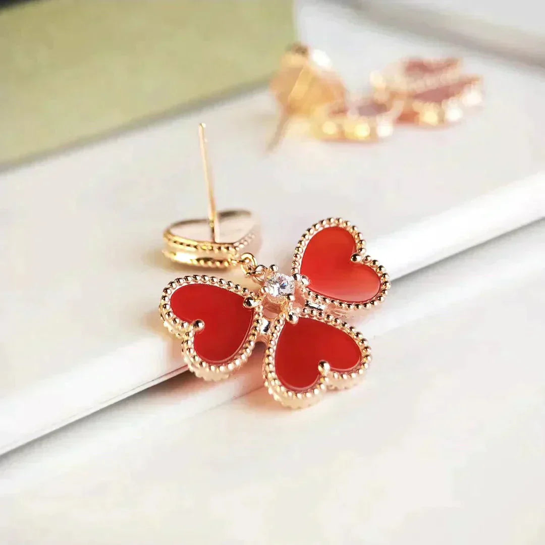 [RAFFINE]SWEET CLOVER CARNELIAN EARRINGS