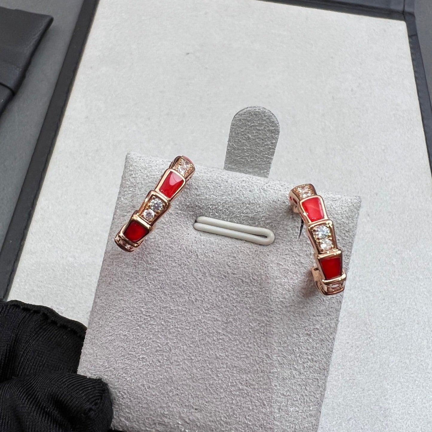 [Raffine]SERPENTI CARNELIAN PINK GOLD EARRINGS