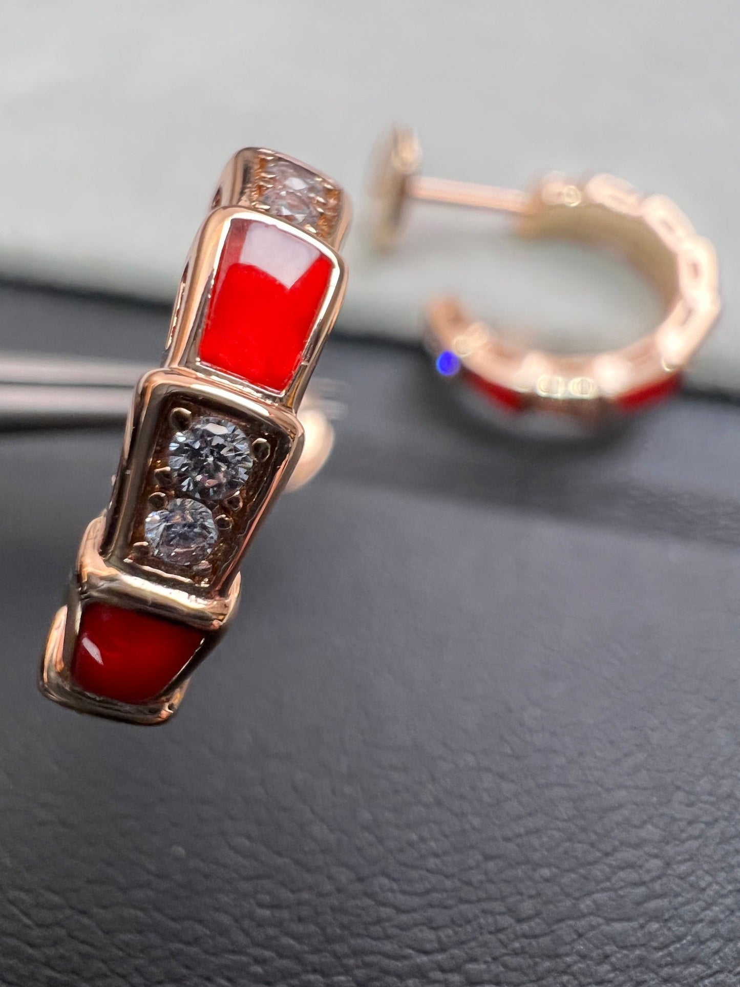 [Raffine]SERPENTI CARNELIAN PINK GOLD EARRINGS