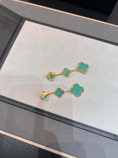 [RAFFINE]CLOVER MALACHITE 3 MOTIFS GOLD