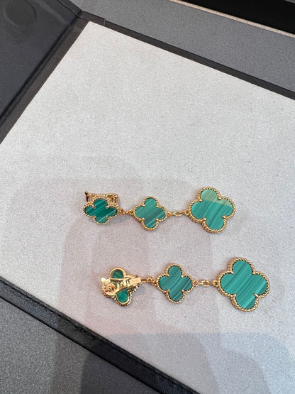 [RAFFINE]CLOVER MALACHITE 3 MOTIFS GOLD