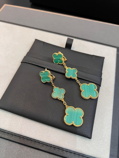 [RAFFINE]CLOVER MALACHITE 3 MOTIFS GOLD