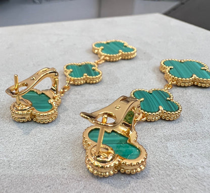 [RAFFINE]CLOVER MALACHITE 3 MOTIFS GOLD