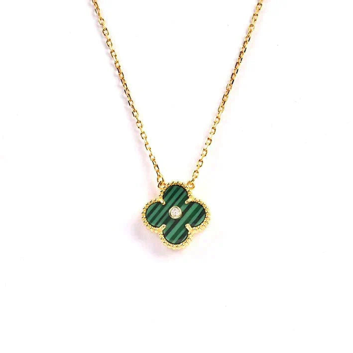 [RAFFINE]CLOVER 15MM DIAMOND TURQUOISE NECKLACE