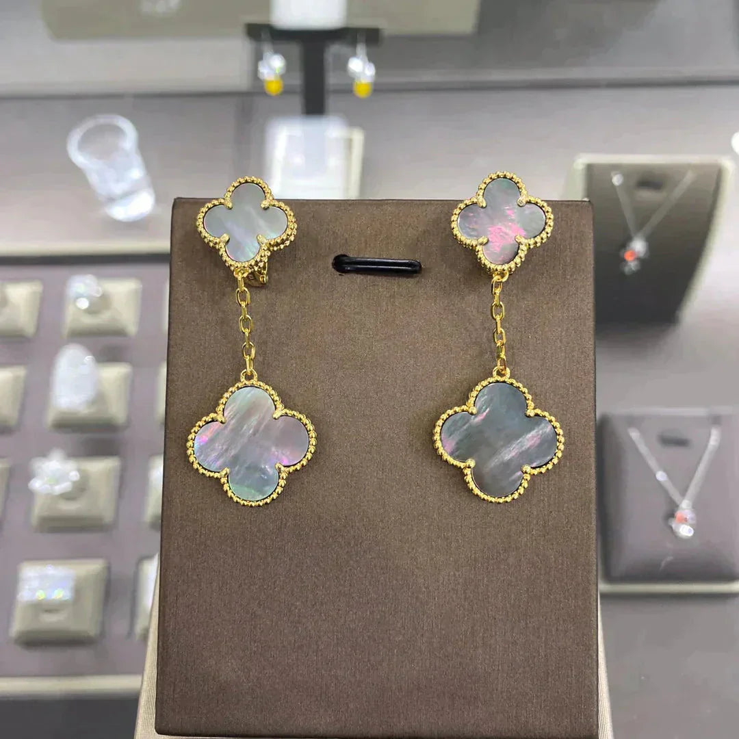 [RAFFINE]CLOVER 2 MOTIFS  EARRINGS (MULTIPLE CHOICESC