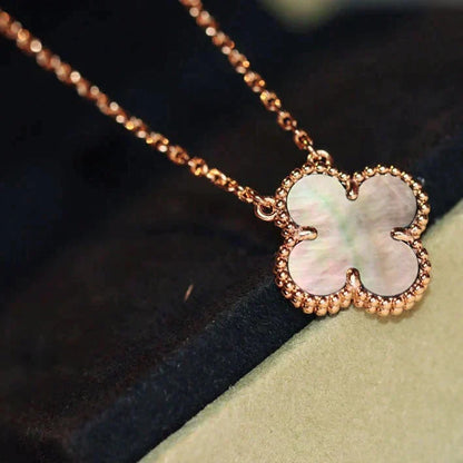 [RAFFINE]CLOVER 15MM  GRAY MOTHER OF PEARL NECKLACE