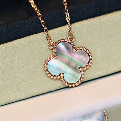 [RAFFINE]CLOVER 15MM  GRAY MOTHER OF PEARL NECKLACE