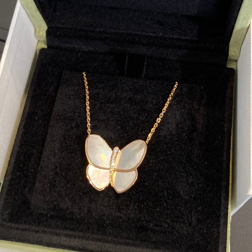 [RAFFINE]BUTTERFLY GOLD MOP DIAMOND NECKLACE