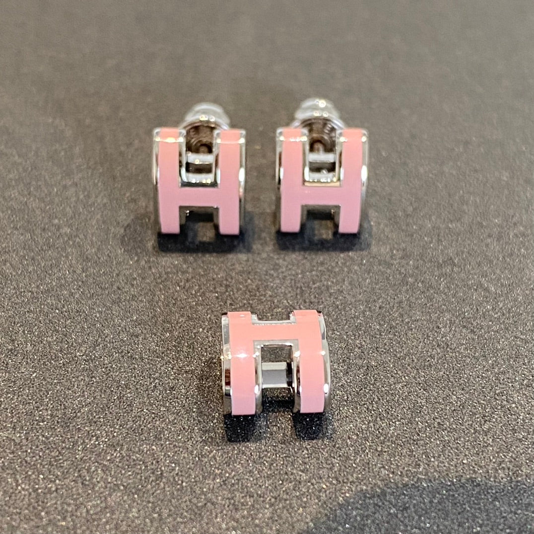 [Raffine] MINI POP H SILBER OHRRINGE ROSA