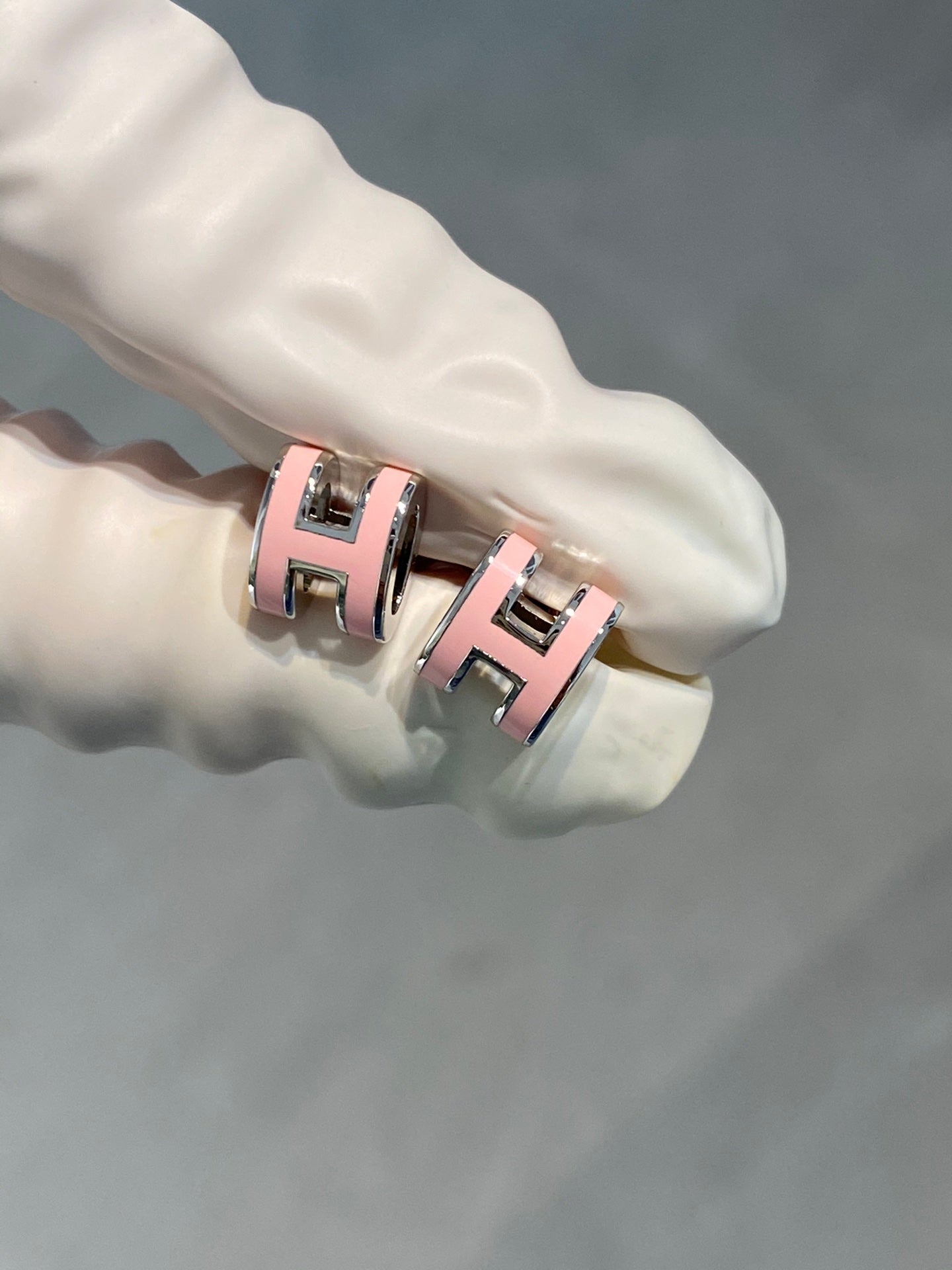 [Raffine] MINI POP H SILBER OHRRINGE ROSA