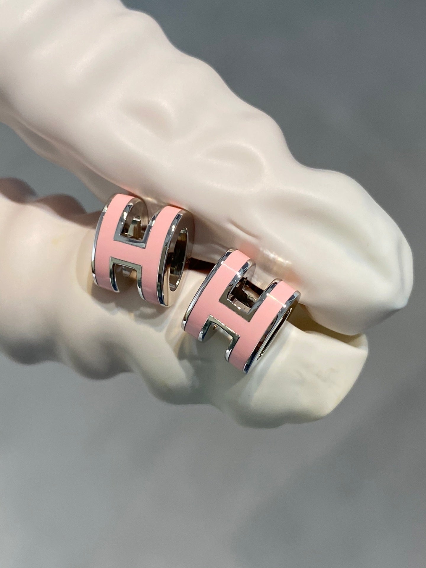 [Raffine] MINI POP H SILBER OHRRINGE ROSA