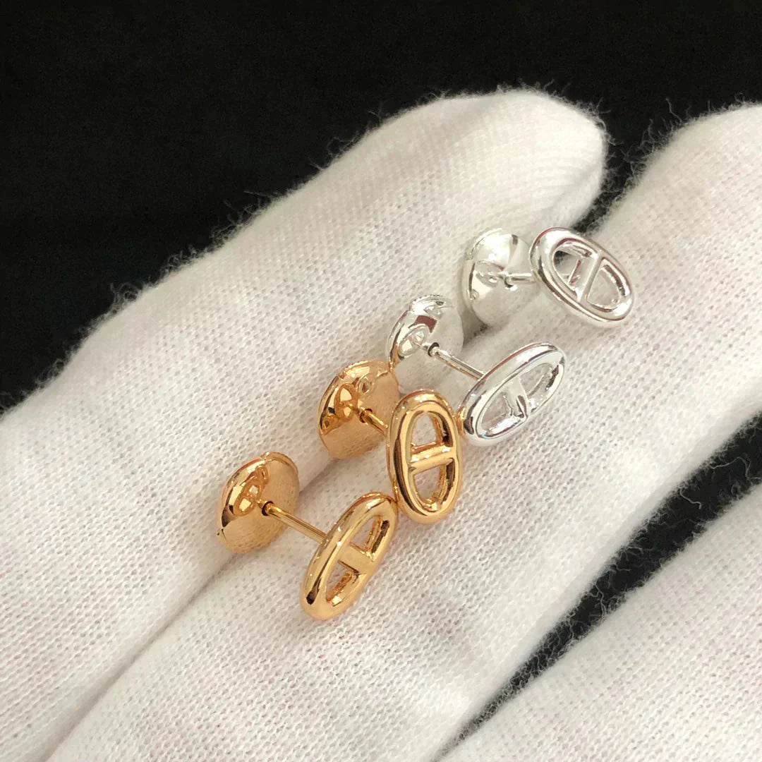 [RAFFINE] PENDIENTES PEQUEÑOS DE CADENA ORO Y PLATA