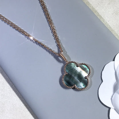 [RAFFINE]CLOVER 25MM GOLD DARK MOP BIG CLOVER NECKLACE