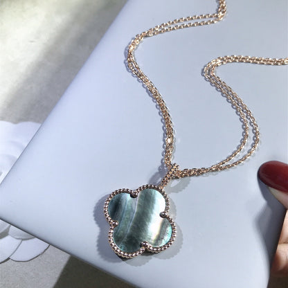 [RAFFINE]CLOVER 25MM GOLD DARK MOP BIG CLOVER NECKLACE