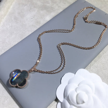 [RAFFINE]CLOVER 25MM GOLD DARK MOP BIG CLOVER NECKLACE